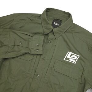 5.11 Tactical‎ Shirt Mens Medium Green Vented Button Up L2 Outdoor Long Sleeve